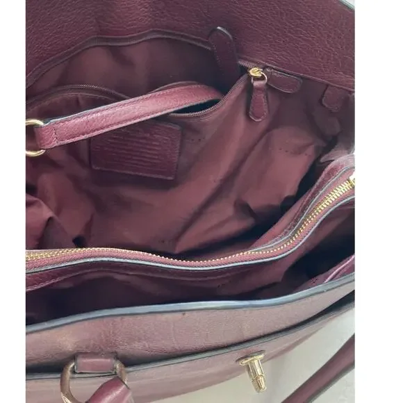 Coach Burgundy Pebbled Leather Mercer Satchel